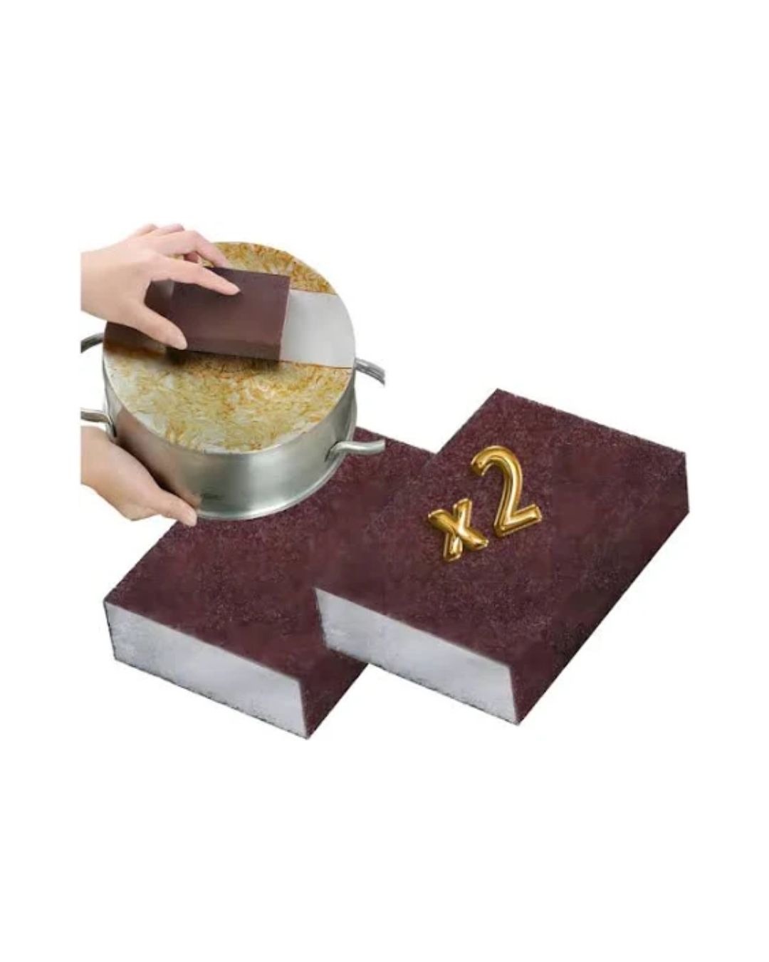 Set de esponja de cocina abrasiva para ollas y sartenes 2 unidades - Imagen 3